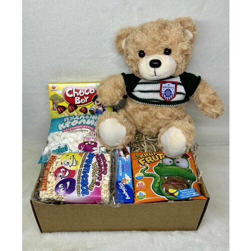 Детский подарок для девочки, мальчика, мягкая игрушка Медведь-мишка 30 см, сладости, шоколад, мармелад