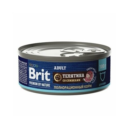 Brit Консервы Premium by Nature телятина со сливками для взрослых кошек 5051212 0,1 кг 58351 (10 шт)