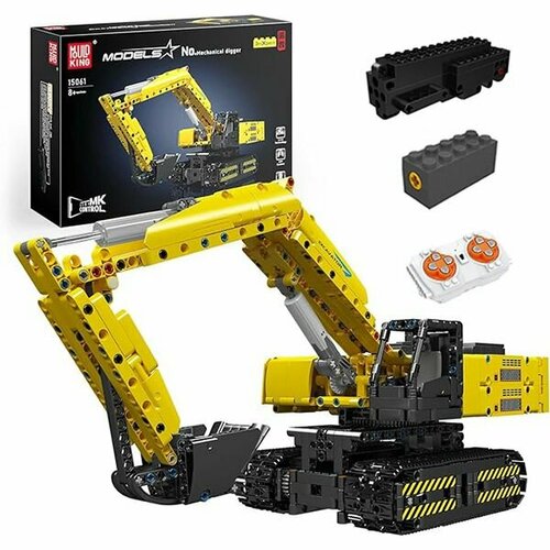 Конструктор Mould King 15061 Механический экскаватор желтый 1120 Деталей Инженерные игрушки подарки на день рождения 5926₽
