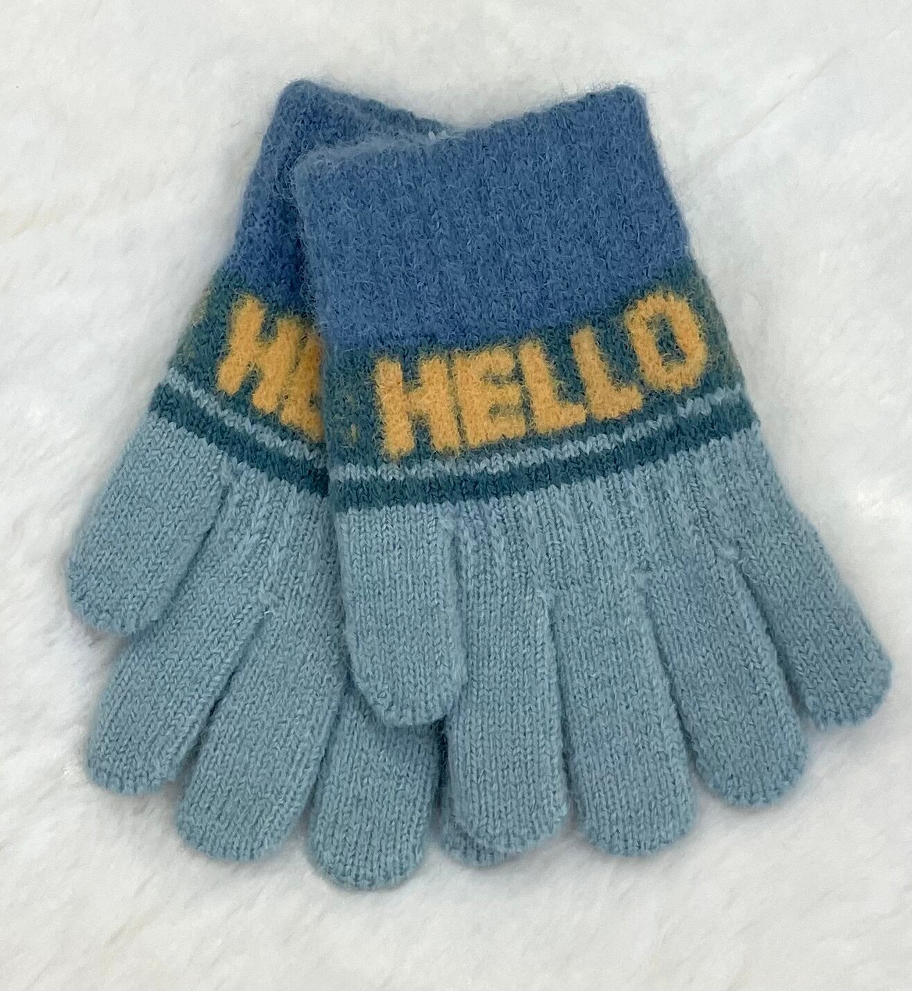 фото Перчатки детские демисезонные с начёсом одинарная вязка 2-3 года бежевый/коричневый