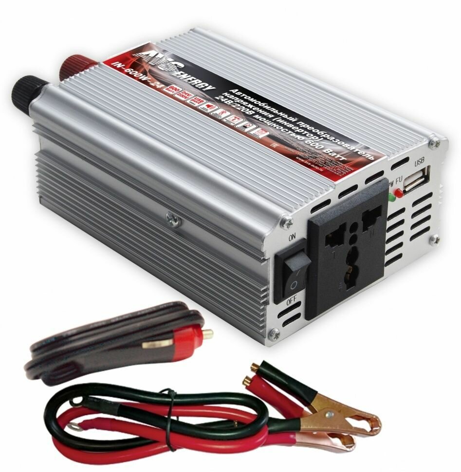 A07044S Автомобильный инвертор 24/220V AVS IN-600W-24