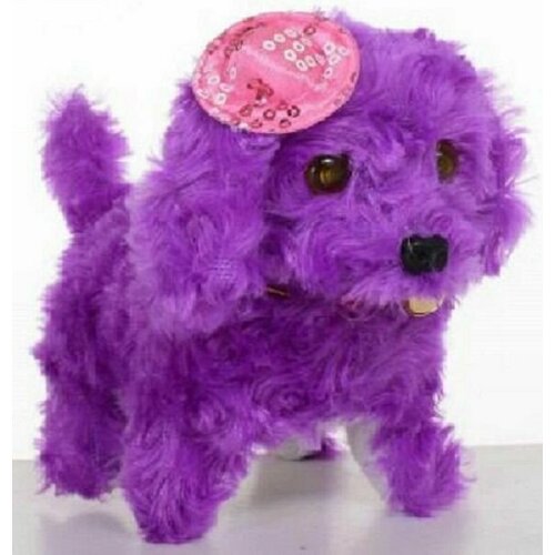 Собака в шляпе на батарейках со звуком и светом фиолетовая обучающая игрушка собака на батарейках yl999 d