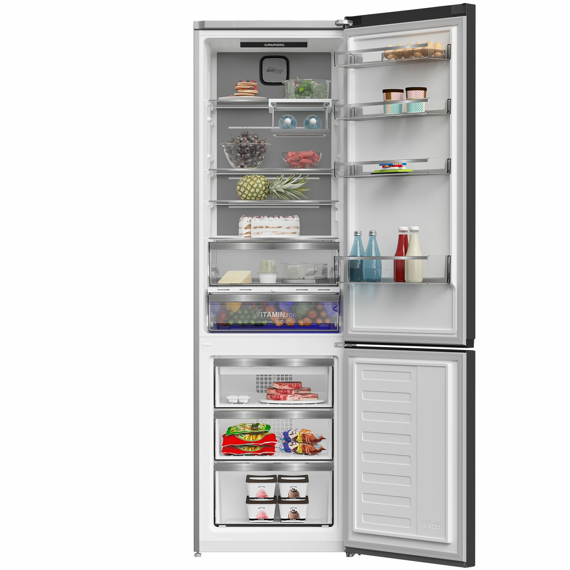 Двухкамерный холодильник Grundig GKPN669307FXD, No Frost, темно-серый - фотография № 7
