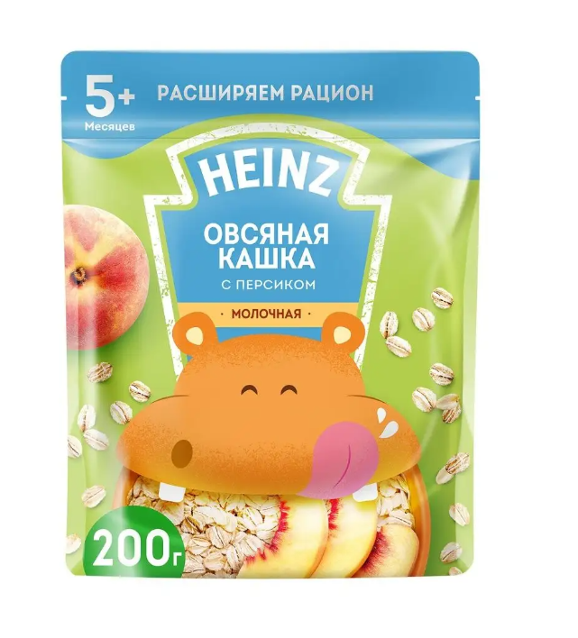 HEINZ Каша овсяная с персиком молочная, 200 гр - фотография № 3