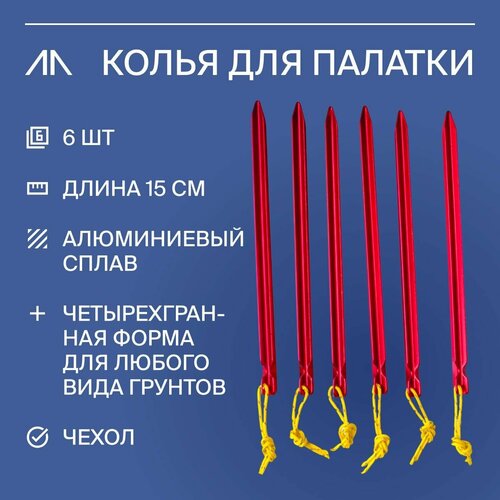 Колышки для палатки 6 шт GORAA набор колышков для палатки winnerwell guyline peg set 7 шт чехол оттяжки