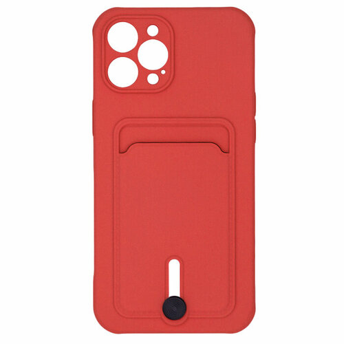 Чехол для iPhone 12 Pro с отделением для карт Button Card Case красный