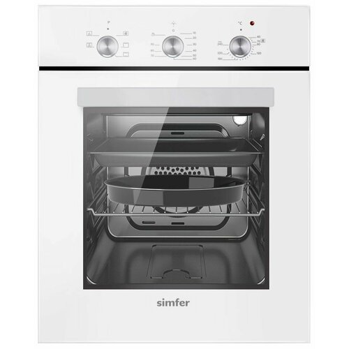 Электрический духовой шкаф Simfer B4EC16022 белый ширина 45 см механическое управление 5 режимов таймер внутренняя подсветка объем 49 л 3348000₽