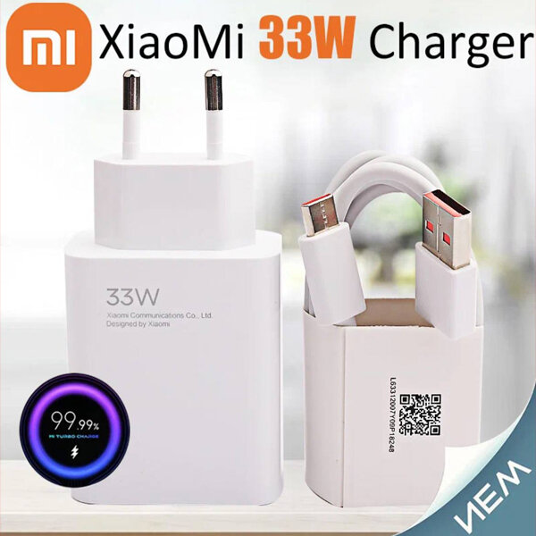 Быстрая зарядка для телефона Xiaomi 33w + кабель Type-C в комплекте андроида