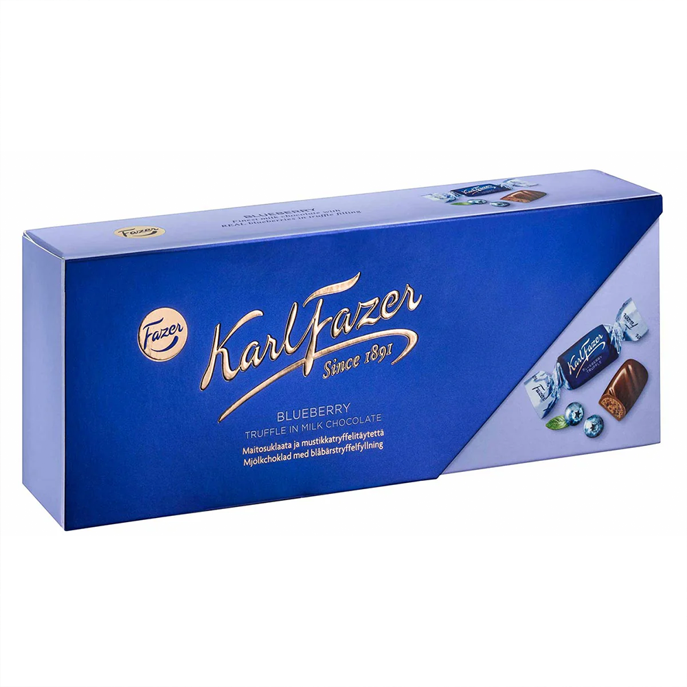 Шоколадные конфеты Karl Fazer Черничный трюфель в молочном шоколаде, 270 г (из Финляндии) В подарочной упаковке