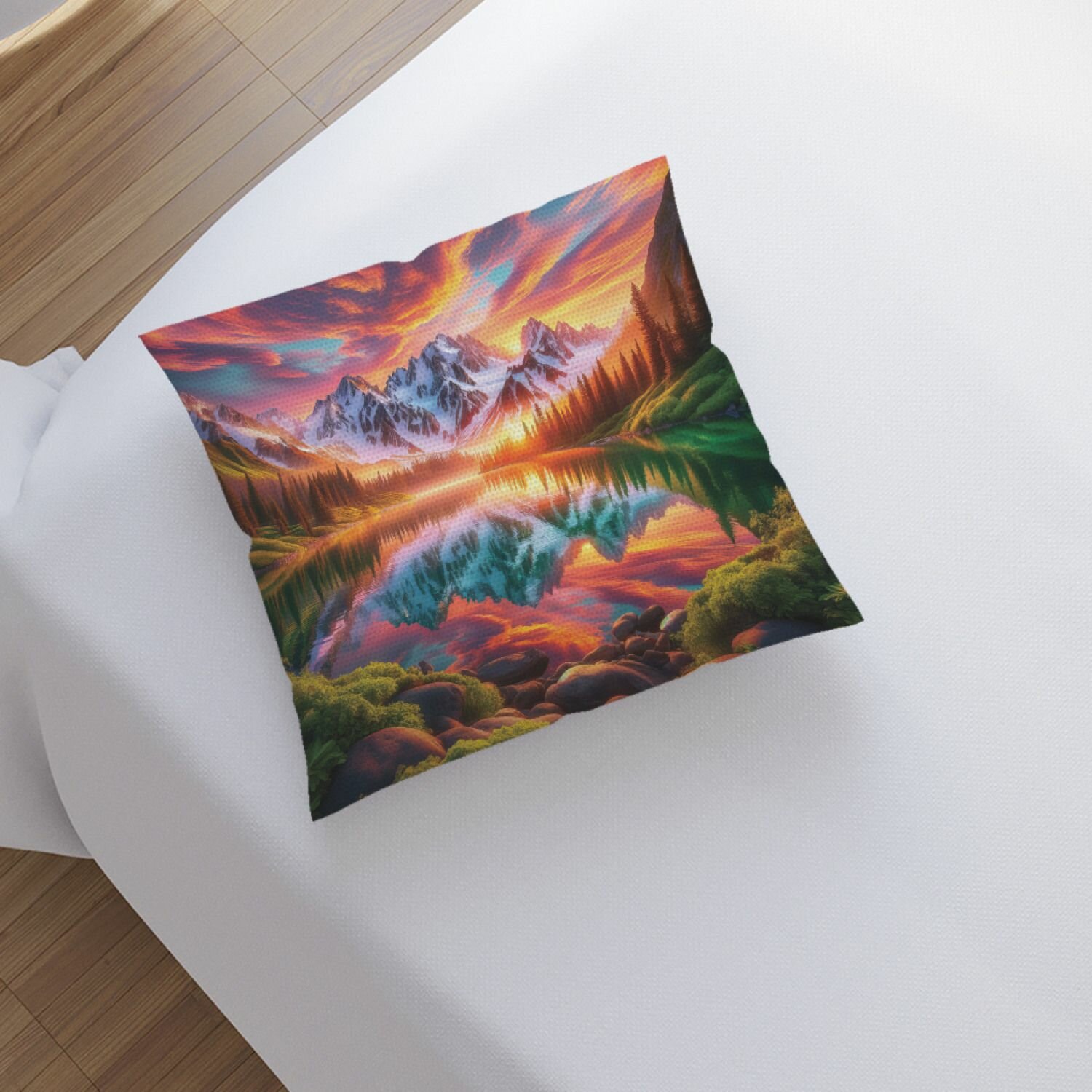 Наволочка декоративная на молнии JoyArty, чехол на подушку "Горный пейзаж", 45х45 см