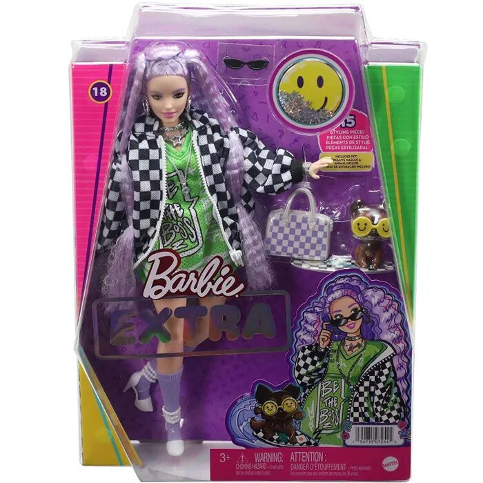 Кукла Barbie Экстра (#18) с волнистыми лавандовыми волосами HHN10