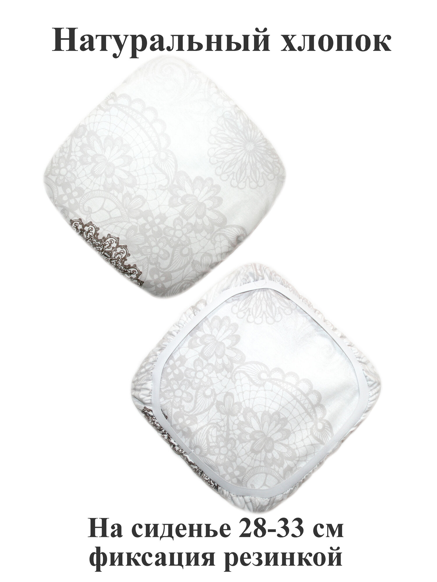 фото Чехол на табурет, пуф, туристический стул с размером сиденья 28-33 см, хлопковый, мягкая форма - 1 шт. Тефия. Квадратный с закругленными углами.