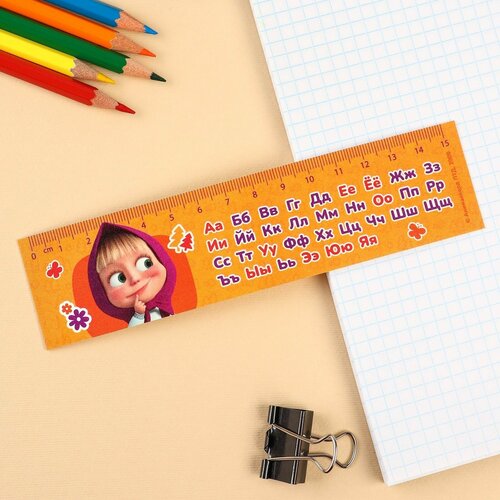 Линейка-закладка пластиковая Маша и медведь гибкая 250₽