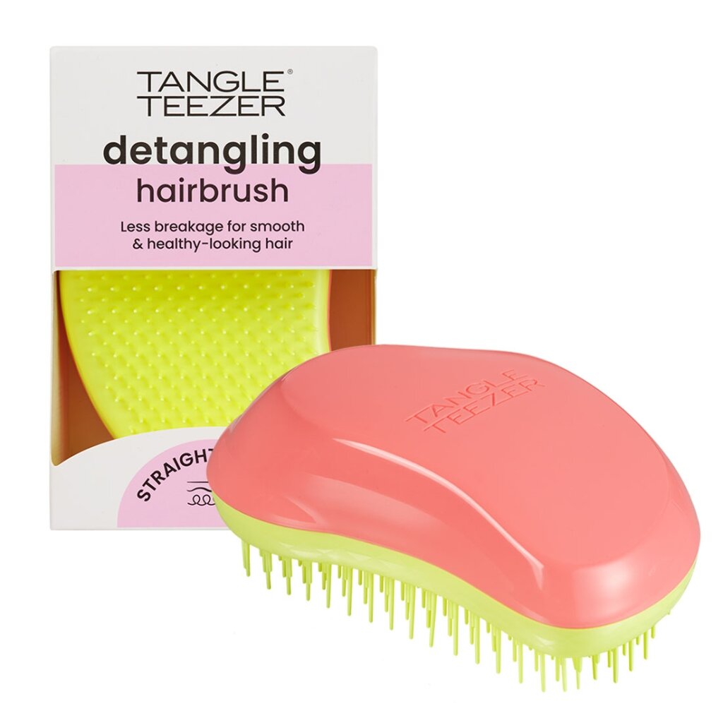 TANGLE TEEZER Расческа для прямых и волнистых волос Ориджинал Salmon Pink & Hyper Yellow