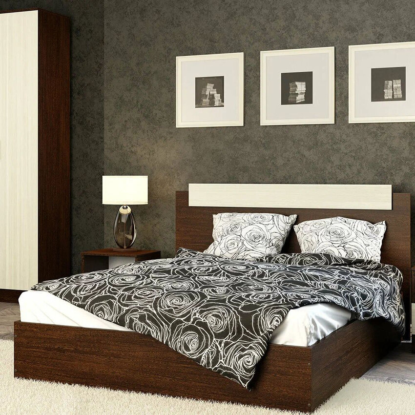 Двуспальная кровать Эко 120х200см Венге / Лоредо
