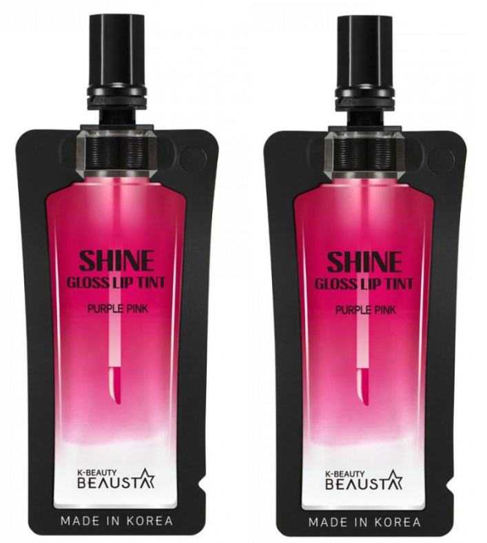 Тинт для губ Beausta Shine Gloss Lip tint #2, пурпурно-розовый, 4 мл, 2 шт