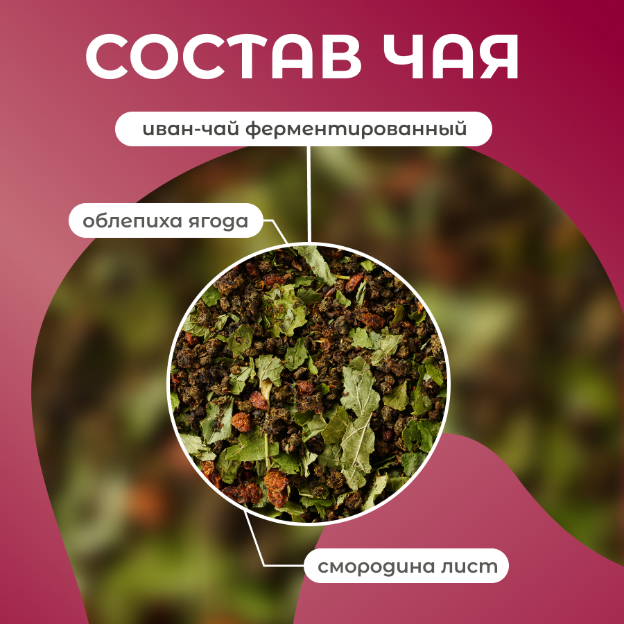 Иван-чай с облепихой и листом смородины, 55 г, луговая ласточка