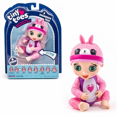 Интерактивная игрушка кукла Зайчик Tiny Toes с функциями для девочек реагирует на прикосновения 6 датчиков 899₽