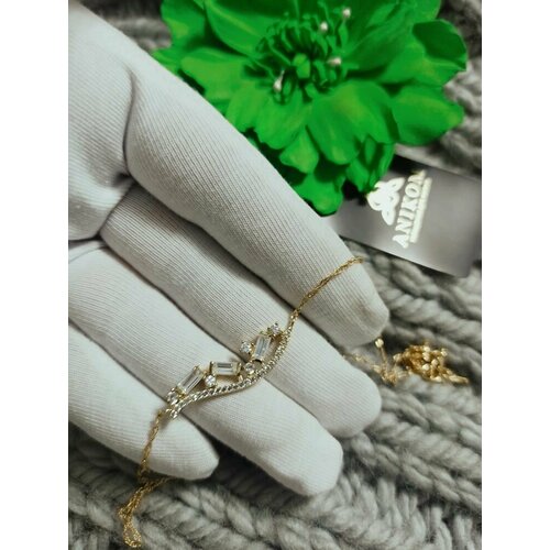 Колье Anikom, искусственный камень, циркон, бесцветный, золотой