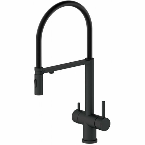 Смеситель для кухни Adiante 1101BL с гибким изливом, с фильтром для питьевой воды, чёрный матовый
