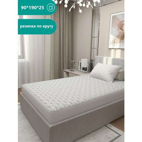 Наматрасник INVA защитный стеганный непромокаемый с бортиком 90 х 190 см / белый