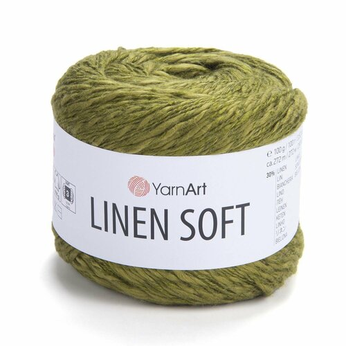 фото Пряжа linen soft yarnart, болото - 7314, 30% лен, 36% вискоза, 34% хлопок, 4 мотка, 100 г, 272 м. alize
