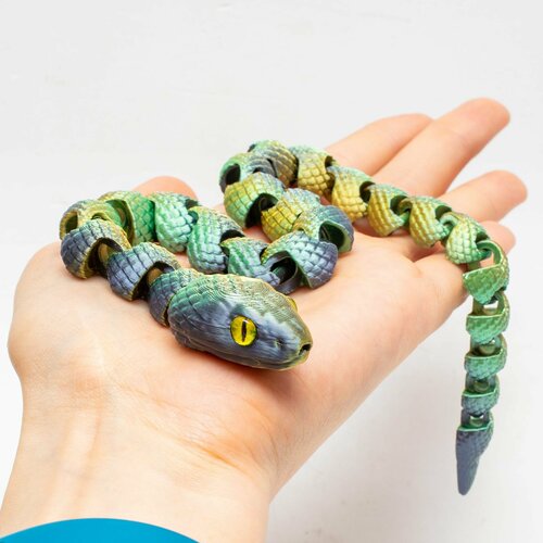 Шарнирная змея. Игрушка-антистресс. Подвижная зеленая змея