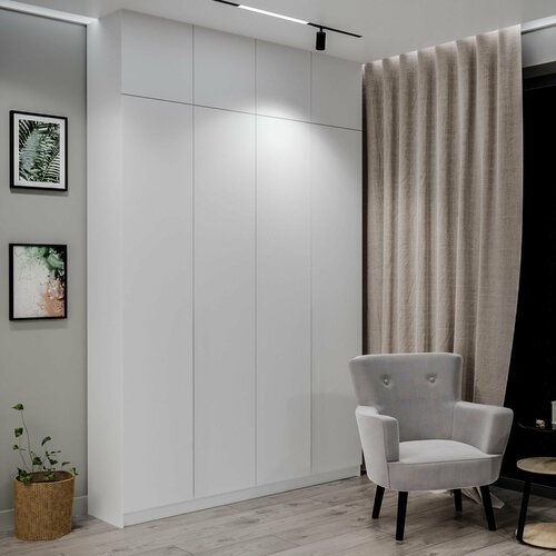 Шкаф распашной Фарелл 32 для одежды, ЛДСП Белый матовый, 160х40х230 см