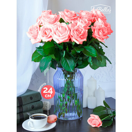 Высокая стеклянная ваза для цветов 24 см