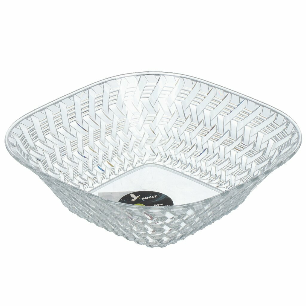 фото Ваза для конфет, пластик, 23х23х7.5 см, Y6-10699, прозрачная