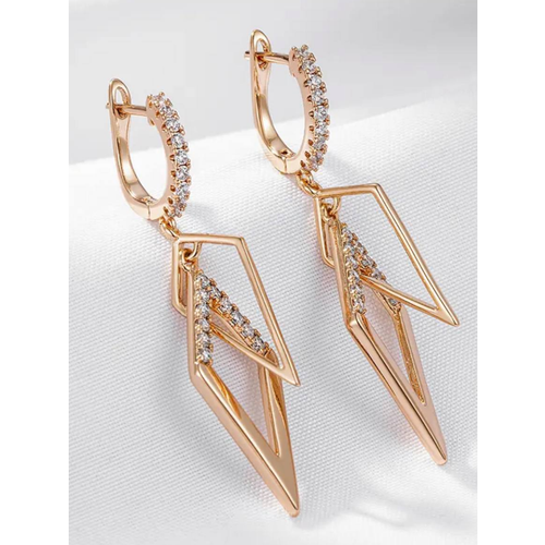 Комплект серег XINQUAN jewelry циркон размер 45 мм золотистый 880₽