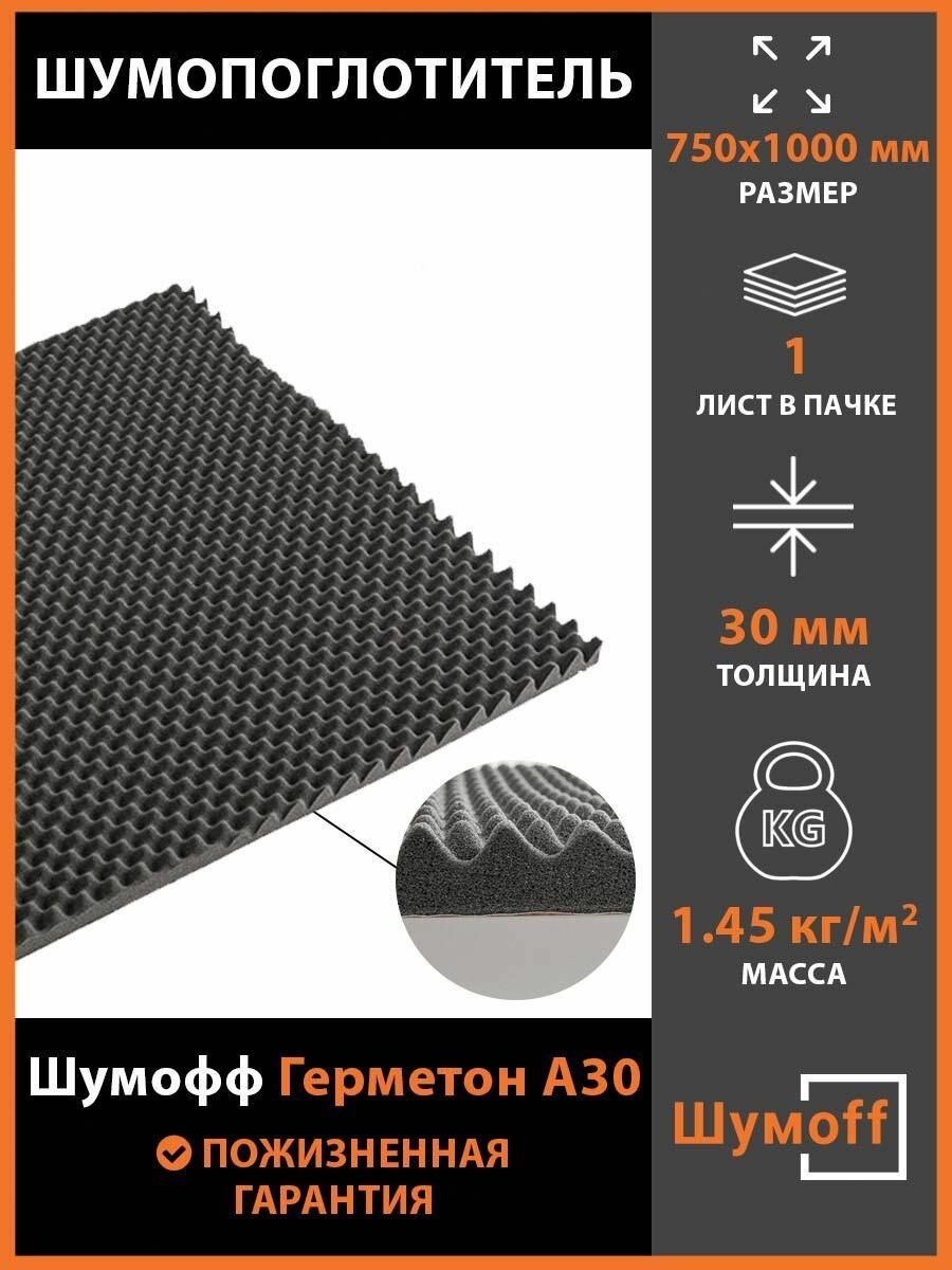 Шумопоглощение Шумофф Герметон А30 (1 лист)