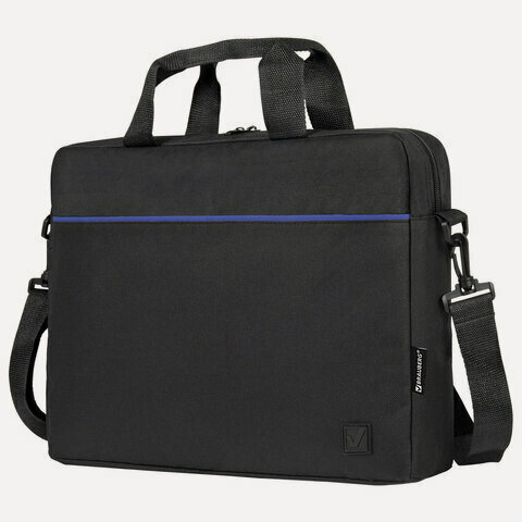 Изображение товара Сумка портфель BRAUBERG PRACTICAL с отделением для ноутбука 15,6", Blue line, черная, 29х40х7 см, 272603