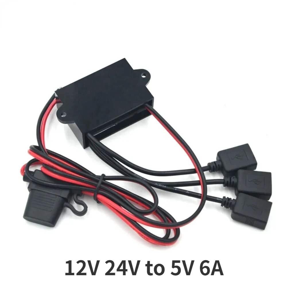 Автомобильные преобразователи напряжения 12 В 24 В в 5 в 6 А 30 Вт USB выходной адаптер питания DC преобразователь, 12V 24V to 5V 6A