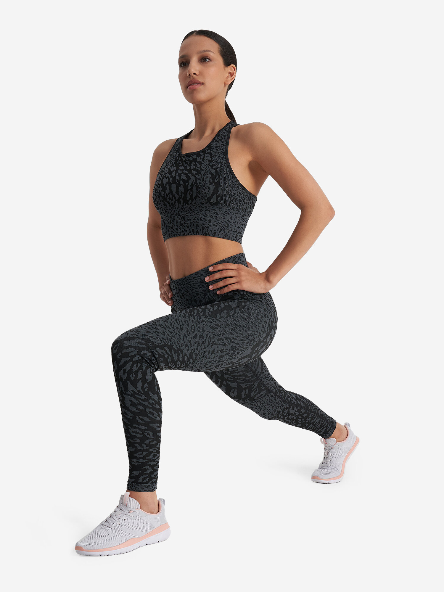 Легинсы спортивные Demix W D Seamless Leggings, размер 44, черный/серый — фото 1