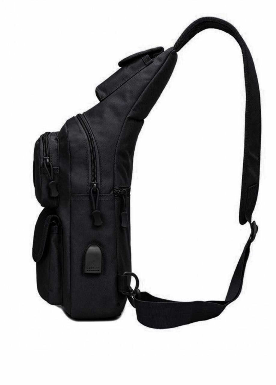 Тактическая сумка рюкзак с USB чёрный — фото 1