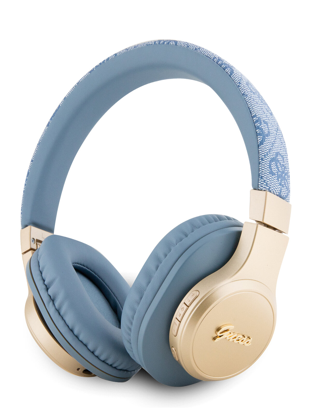 Guess наушники беспроводные накладные Bluetooth Headphones Sound PU 4G Script Metal Logo Blue
