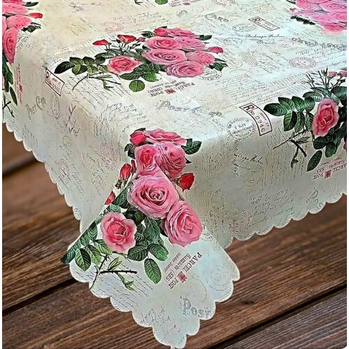 Скатерть на стол Laid Table клеенка для кухни 110x140 тканевая основа , водоотталкивающая праздничная