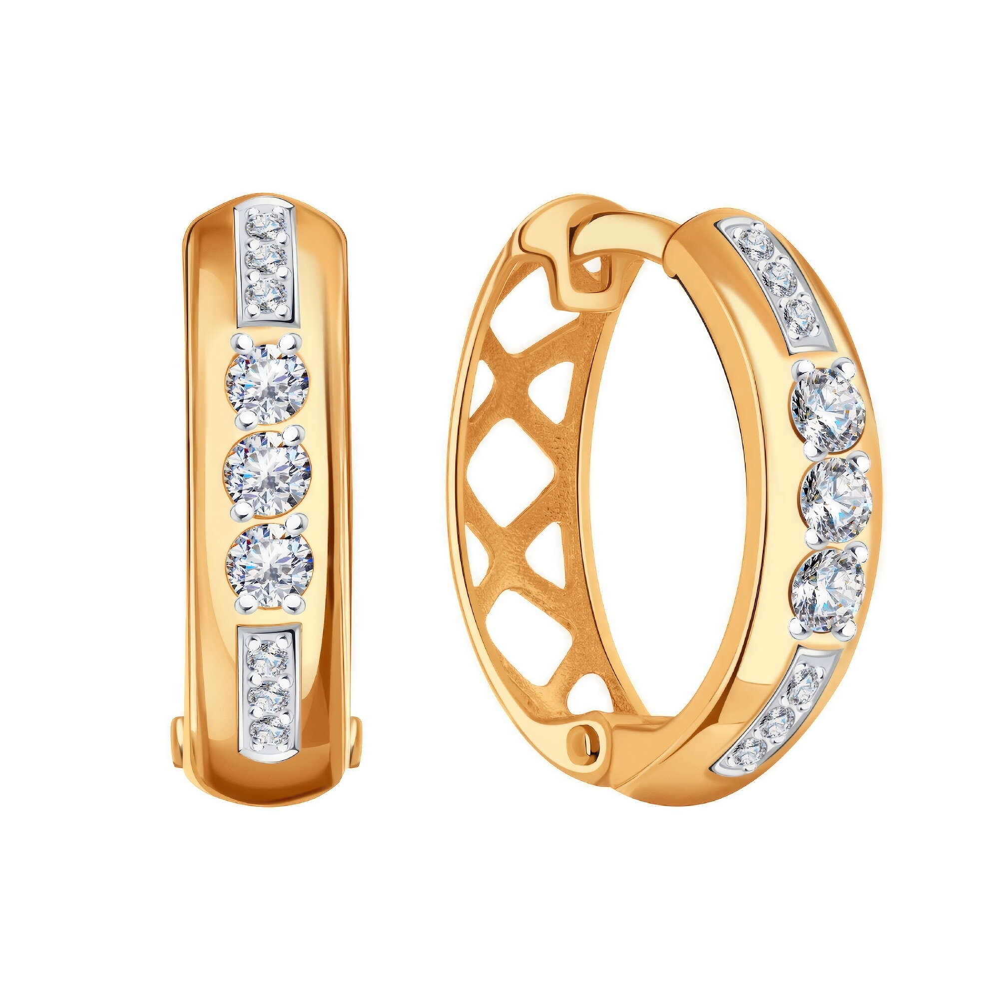 Серьги Diamant online, красное золото, 585 проба, фианит