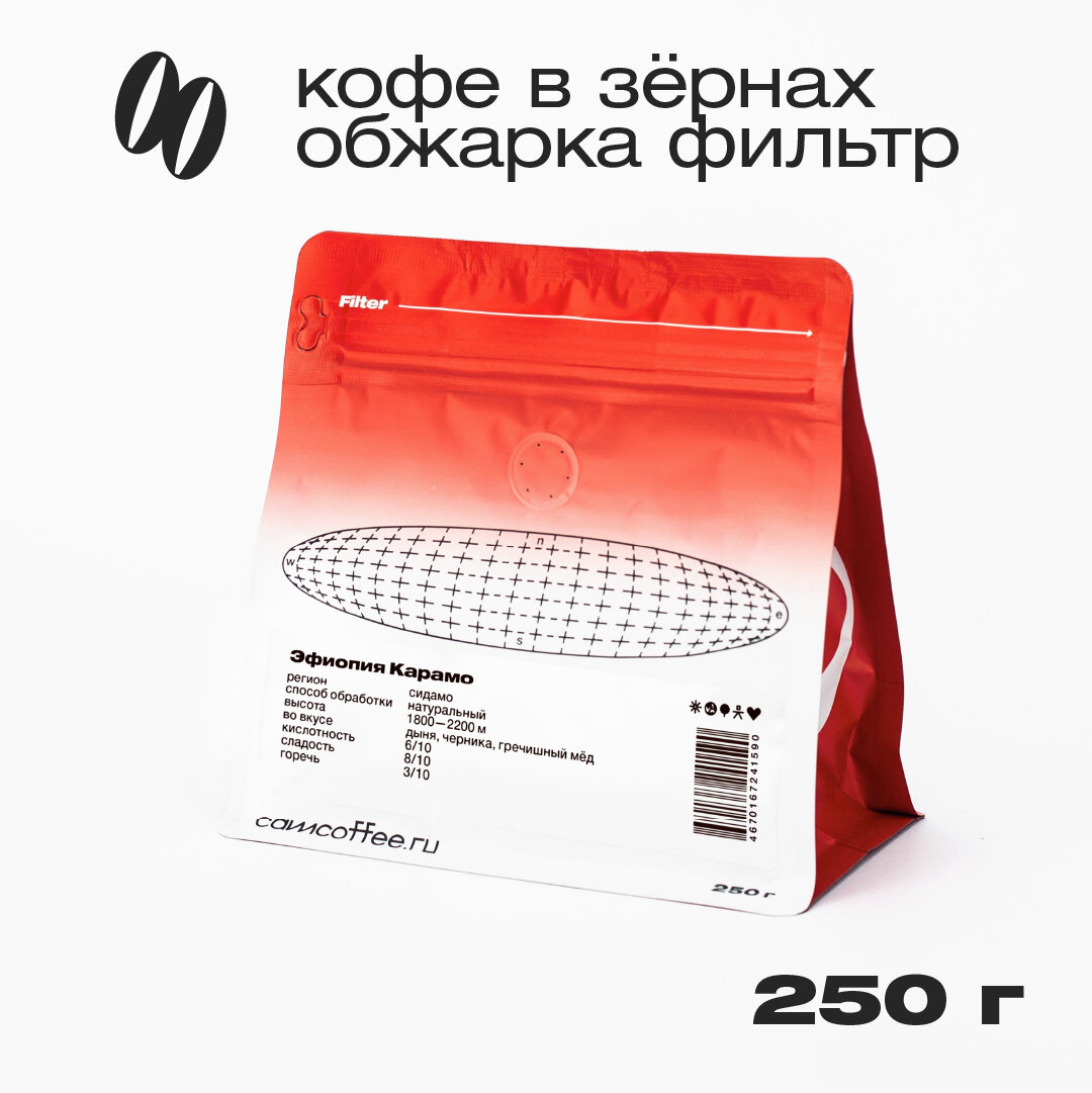 Эфиопия Карамо, кофе в зернах, Camera Obscura, обжарка фильтр, 250гр — фото 1