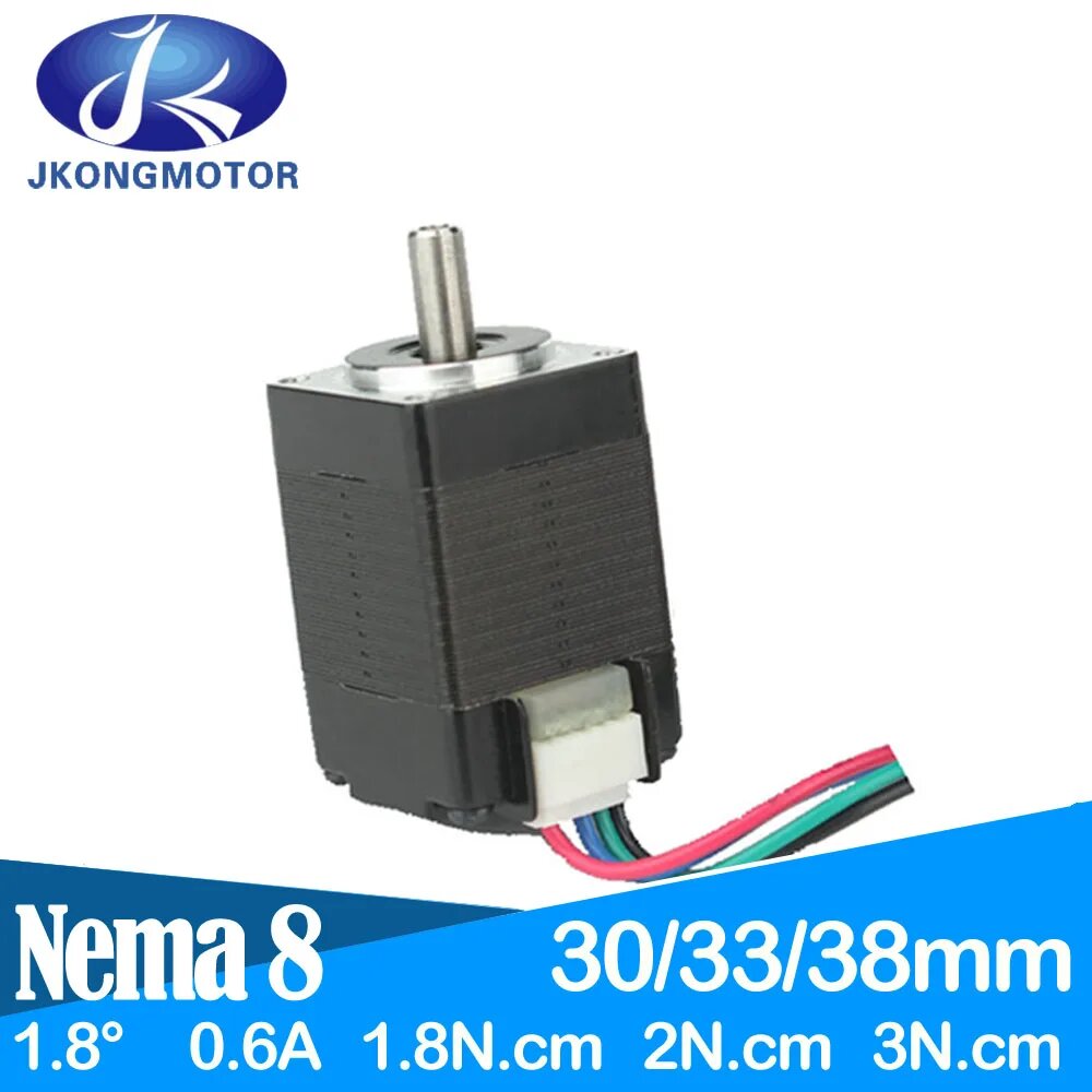 Шаговый двигатель Nema 8 1.8° 1.8Нсм JK20HS, JK20HS38-0604