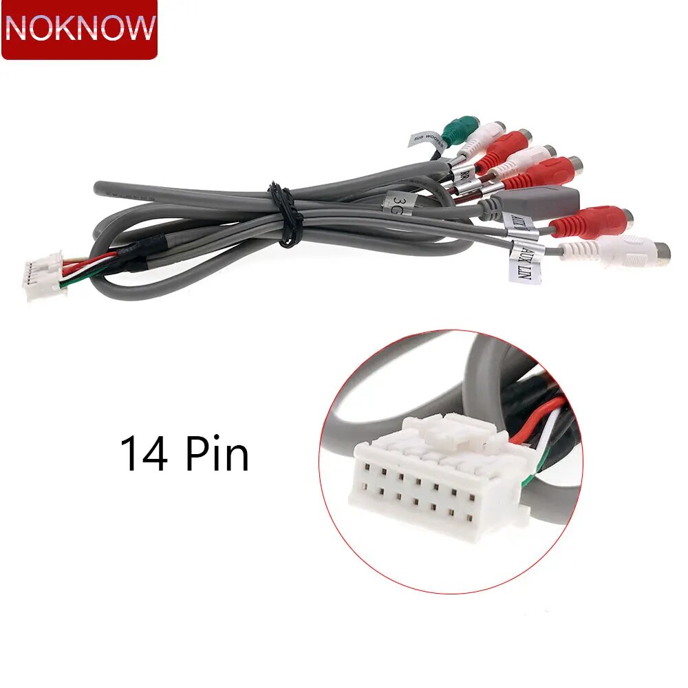 14 Pin RCA автомобильный Android стерео радио USB Сабвуфер данных жгут проводов соединитель Адаптер кабель для Android универсальные аксессуары, 14Pin