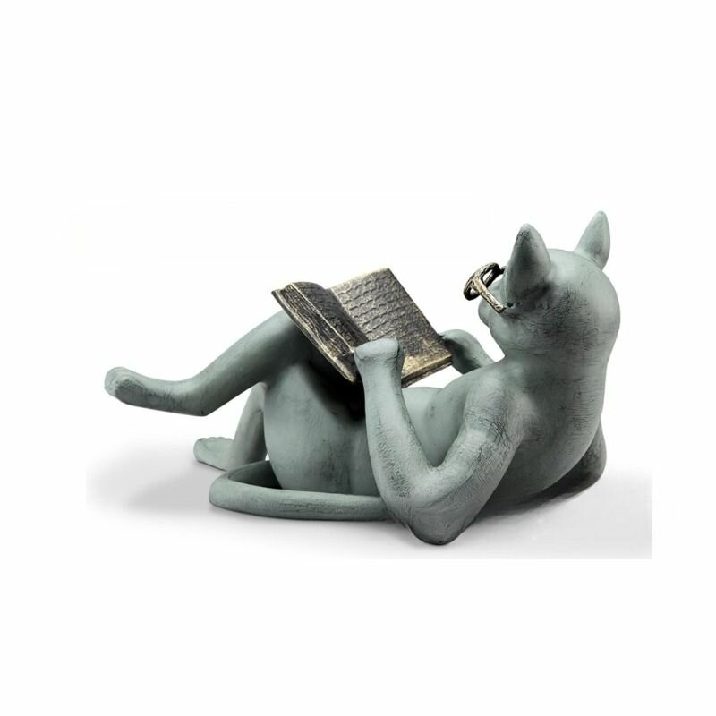 Статуэтка декоративная фигурка Кот в очках с книгой читает, сувенир, декор для дома
