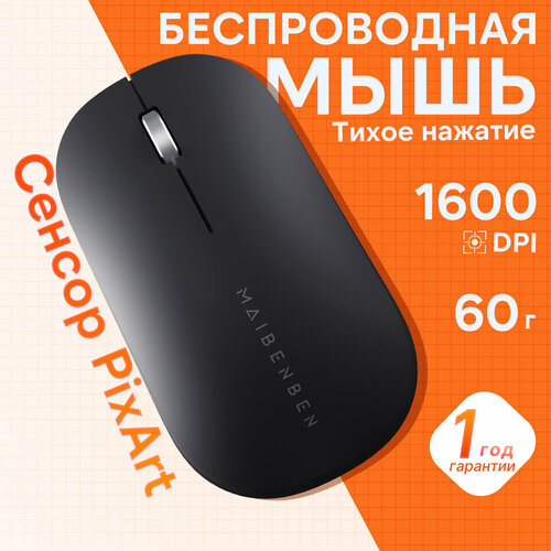 Мышь беспроводная Maibenben M501 4 кнопки черный 600₽