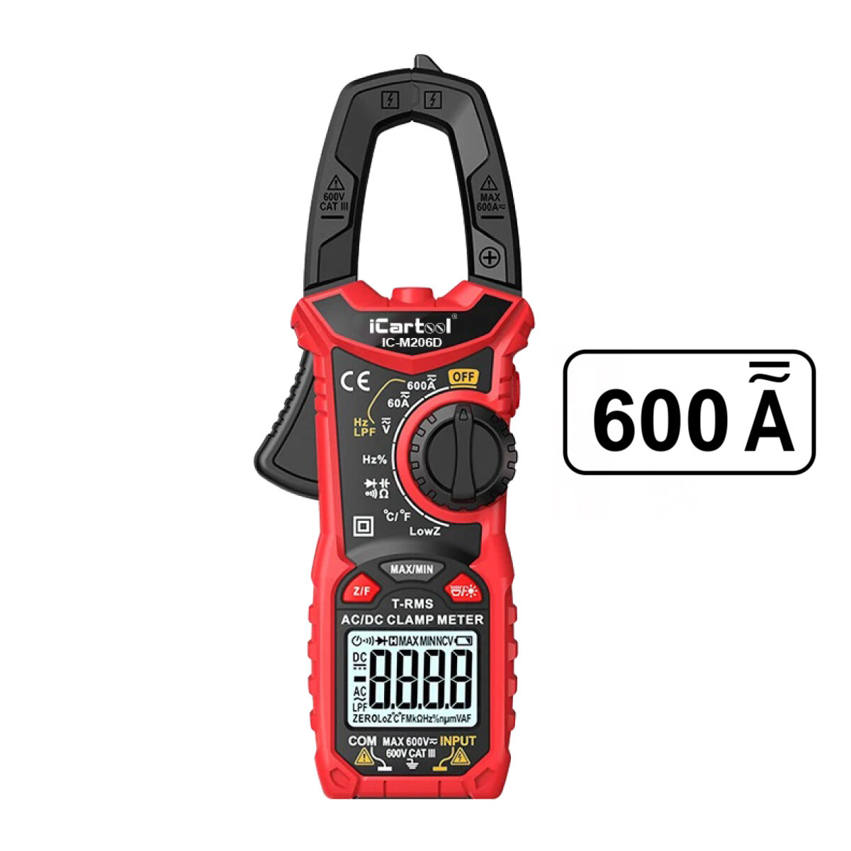 ICartool Токовые клещи постоянного/переменного тока 600 A IC-M206D