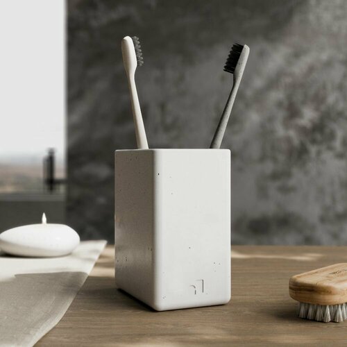 Органайзер для ванной комнаты, стакан для зубных щеток в дом, держатель кисточек и расчесок Oxford белый глянцевый.