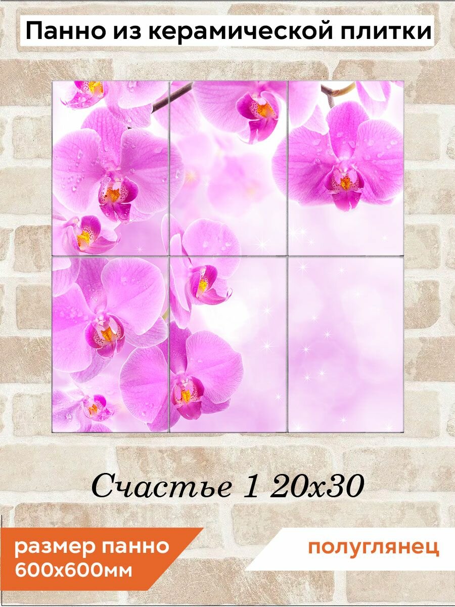 Панно из плитки Fres-co "Счастье 1 20х30", керамическое, декоративное, полуглянцевое, 60x60 см