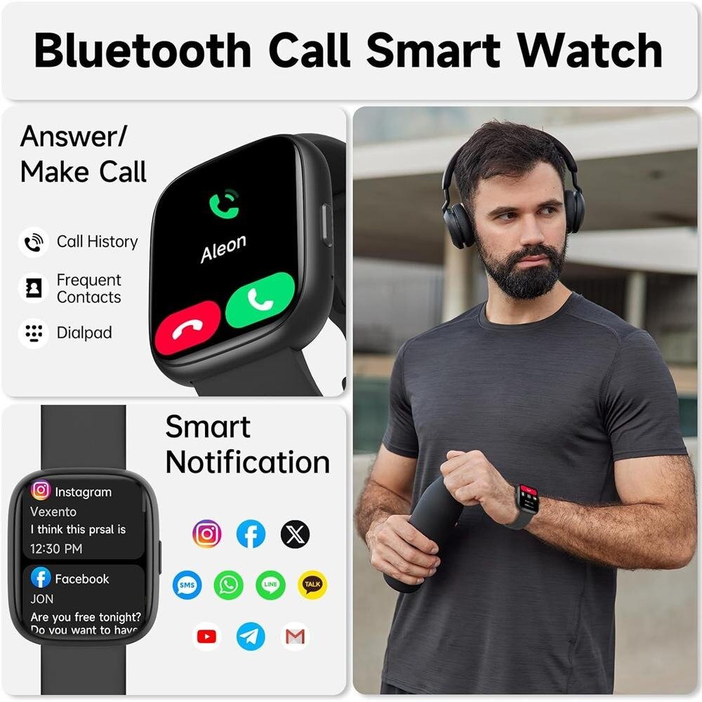 Смарт-часы, Bluetooth, HD-экран, 1.83", 100 режимов, для Android/iOS — фото 1
