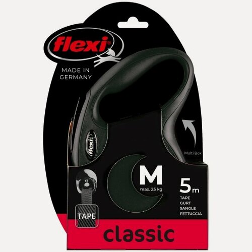 Изображение товара Поводок-рулетка Flexi New CLASSIC М, 5 м, 25 кг, черный