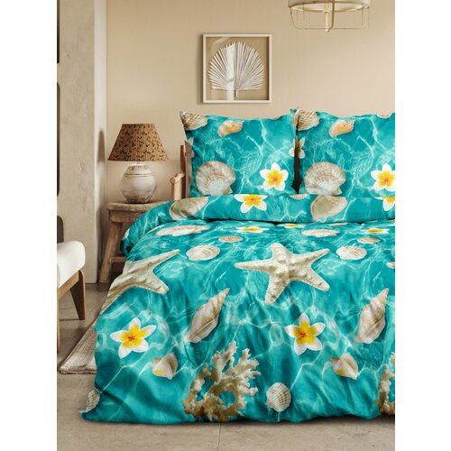 Постельное белье 2 спальное бязь, Флоранс, Хлопок, нав.70х70, Комплект постельного белья Тропические листья